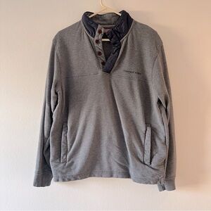 Vineyard Vines Gray with Blue Collar 1/4 quarter button Shep Shirt